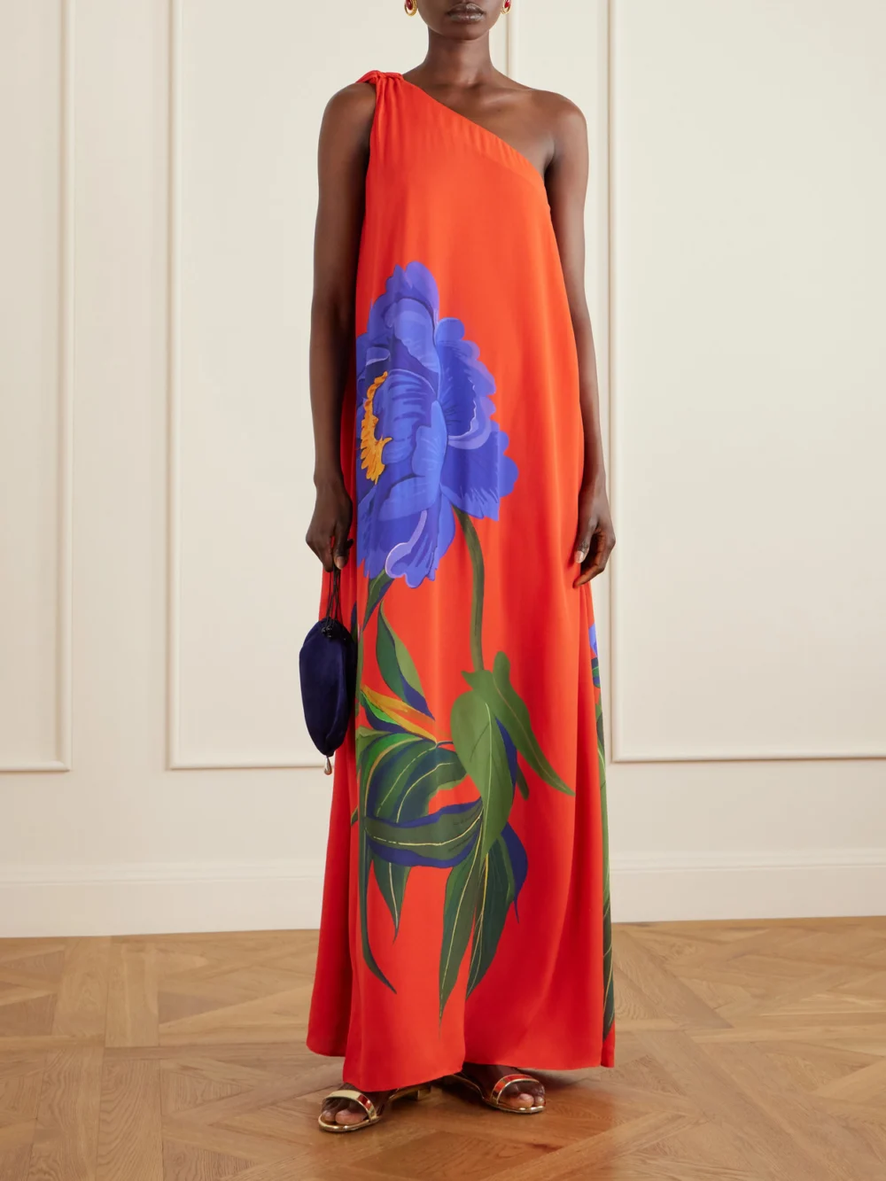 Borgo de Nor Lani Floral-print Satin-crepe Maxi Dress, worn by a model