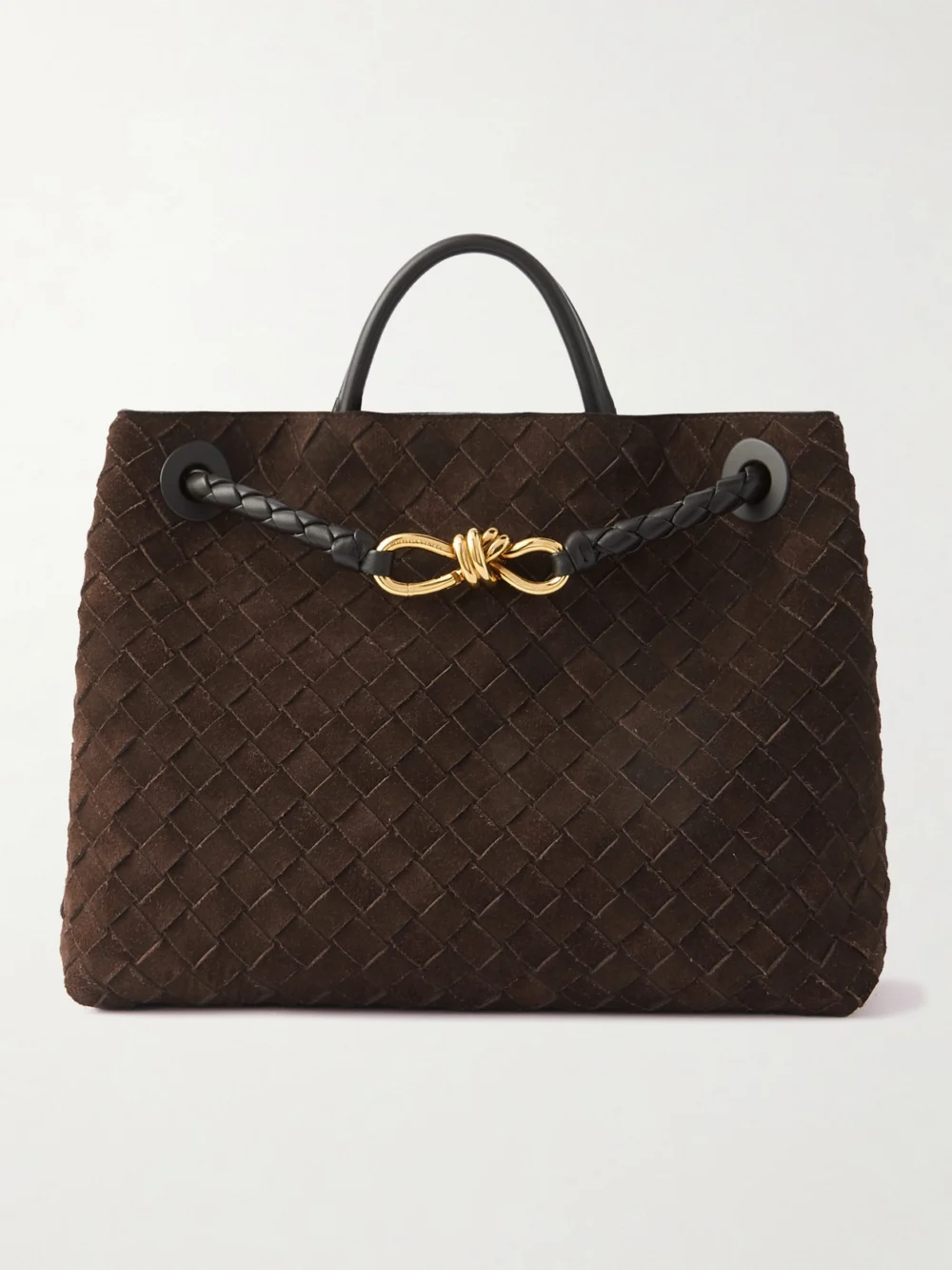 Bottega Veneta Andiamo Medium Intrecciato Suede Tote in brown