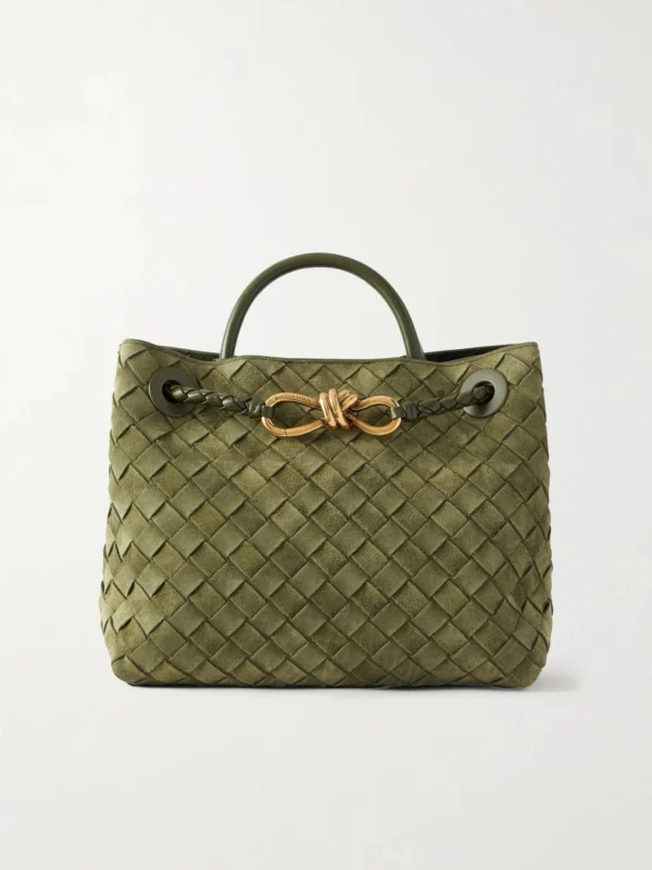 Bottega Veneta Andiamo Small Intrecciato Suede Shoulder Bag