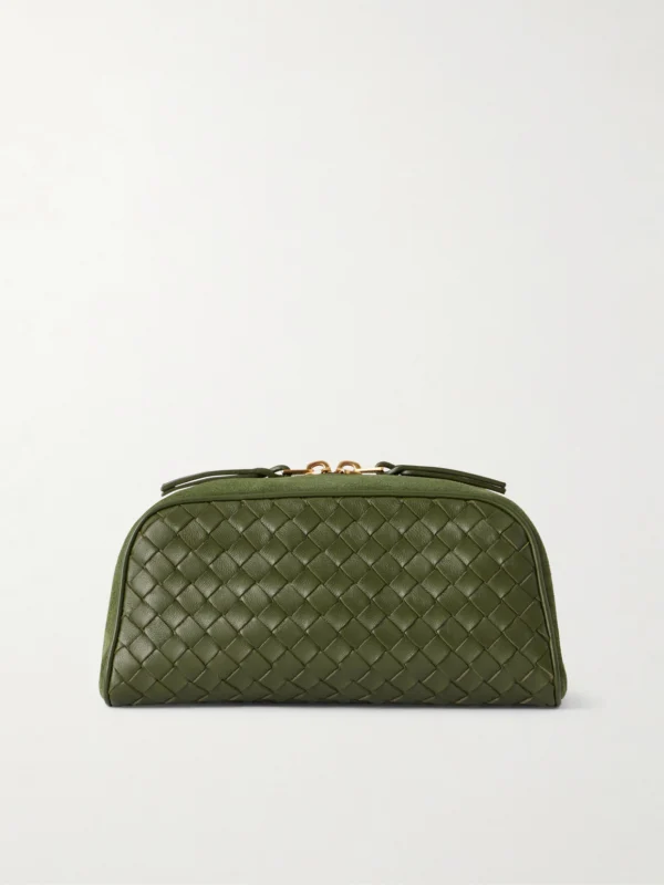 Bottega Veneta Nodo Small Suede-trimmed Intrecciato Leather Pouch