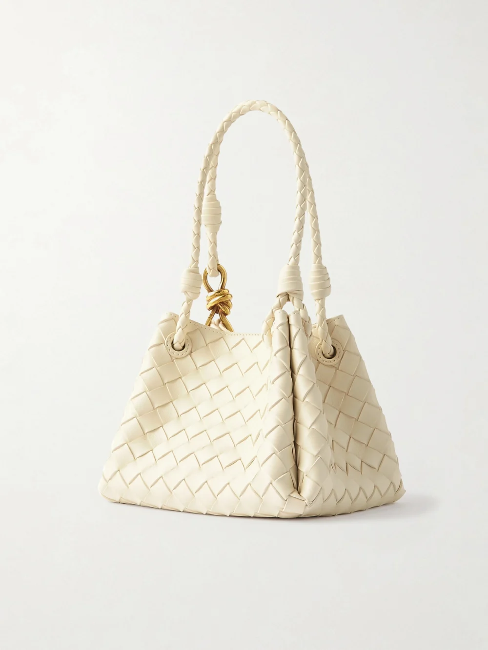 Back view of the Bottega Veneta Parachute Small Intrecciato Leather Shoulder Bag