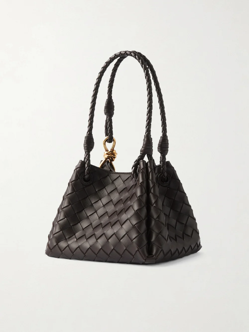 Back view of the Bottega Veneta Parachute Small Intrecciato Leather Shoulder Bag