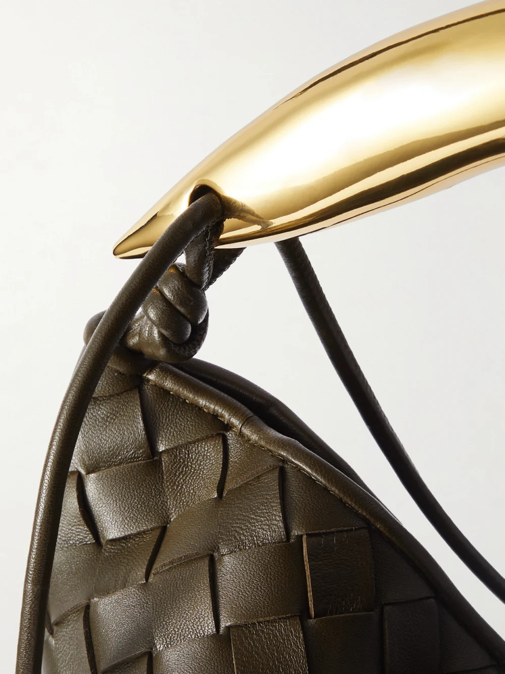 Close-up detail of the Bottega Veneta Sardine Medium Intrecciato Leather Shoulder Bag