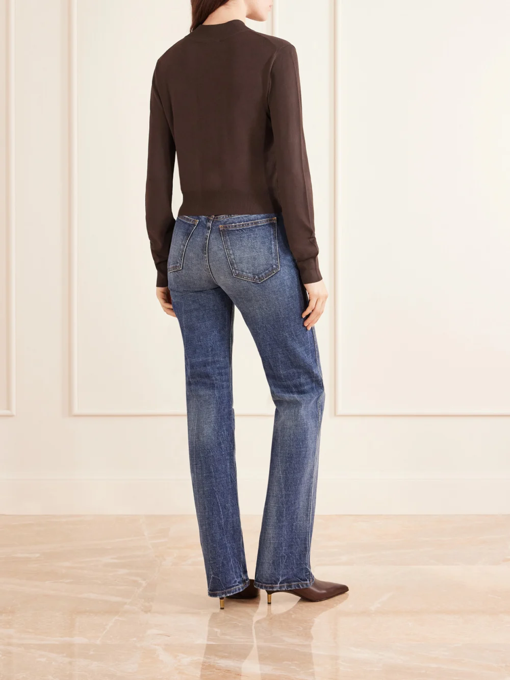 Back view of the Brandon Maxwell Aubrey Knitted Cardigan