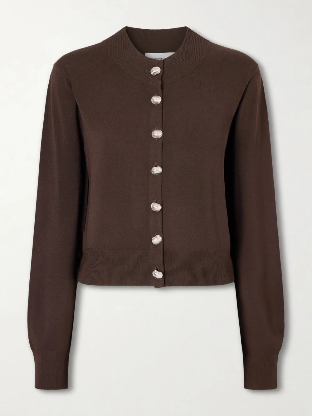 Brandon Maxwell Aubrey Knitted Cardigan in brown
