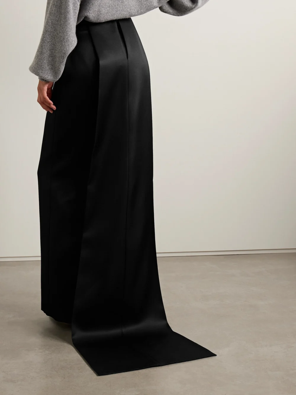 Back view of the Brandon Maxwell The Monroe Draped Silk-twill Maxi Skirt