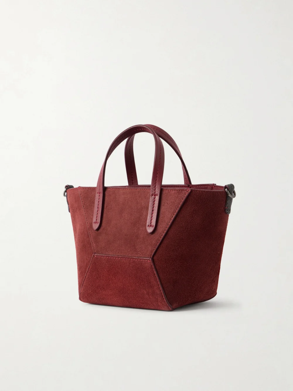 Back view of the Brunello Cucinelli Embellished Suede Shoulder Bag