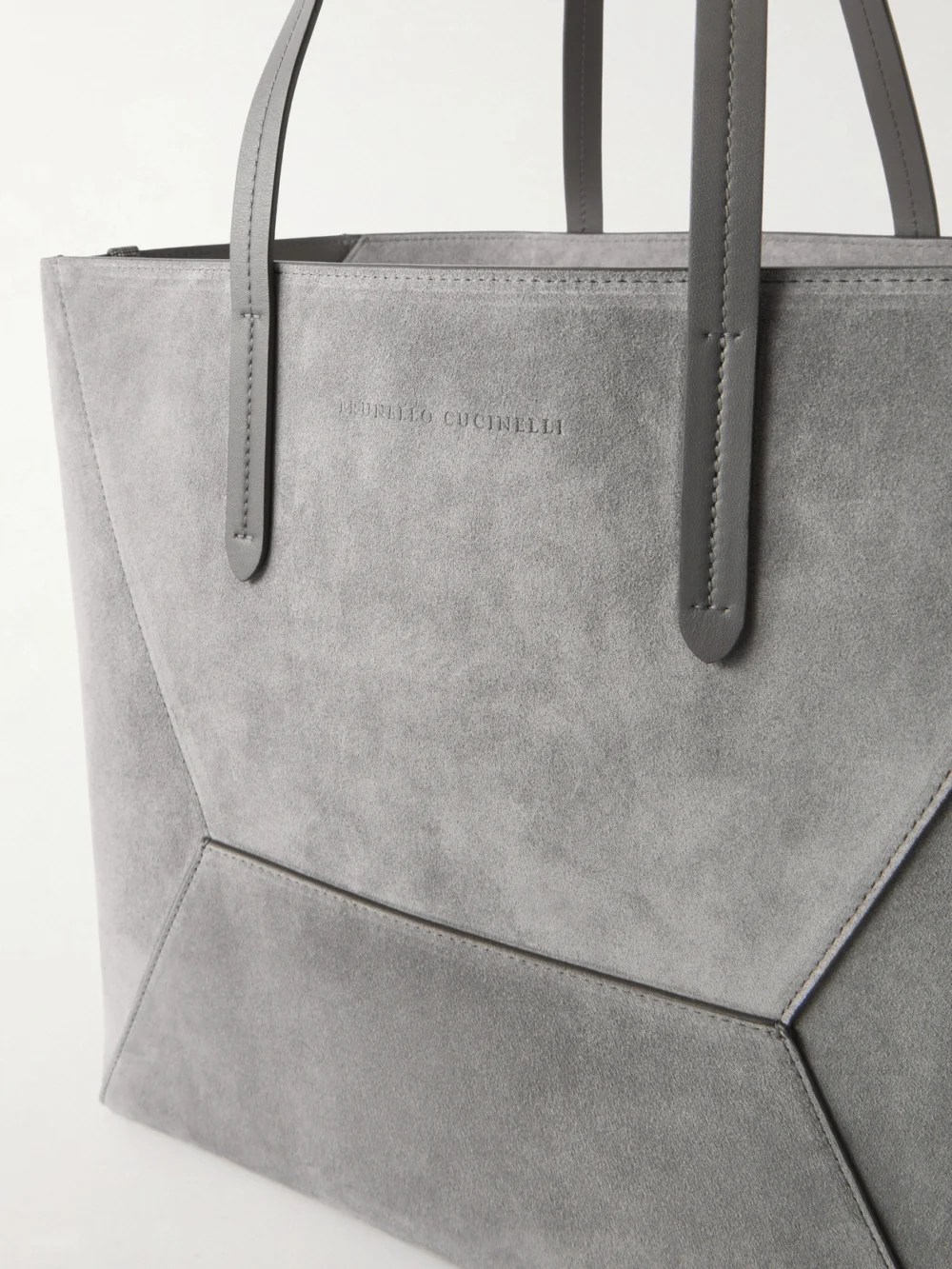 Close-up detail of the Brunello Cucinelli Maxi Suede Tote