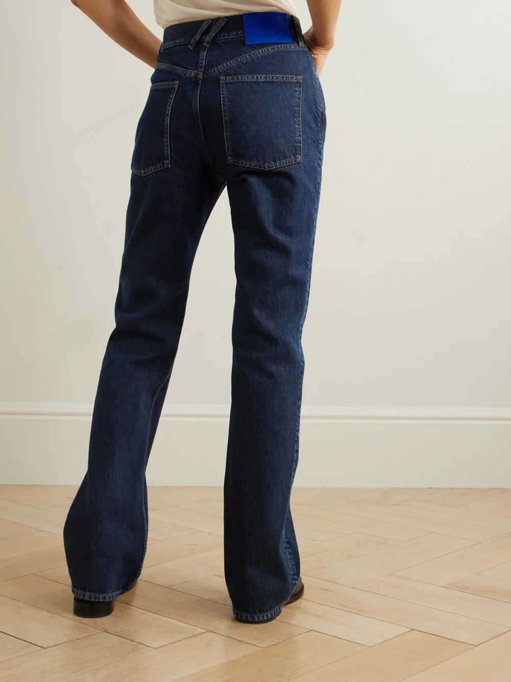Back view of the Burberry High-rise Flared Jeans