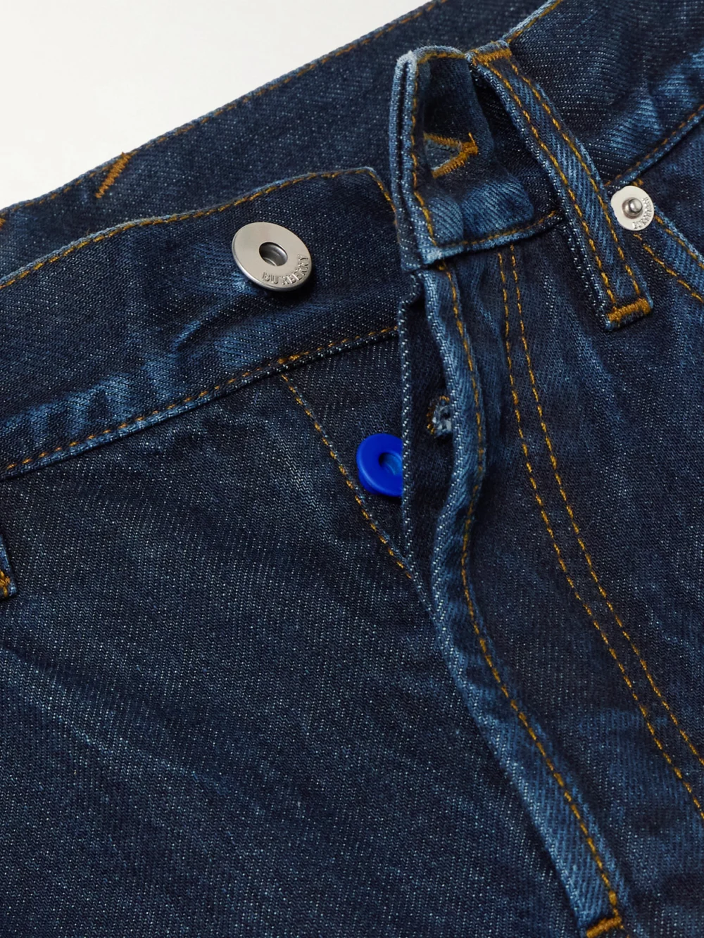 Close-up detail of the Burberry High-rise Flared Jeans
