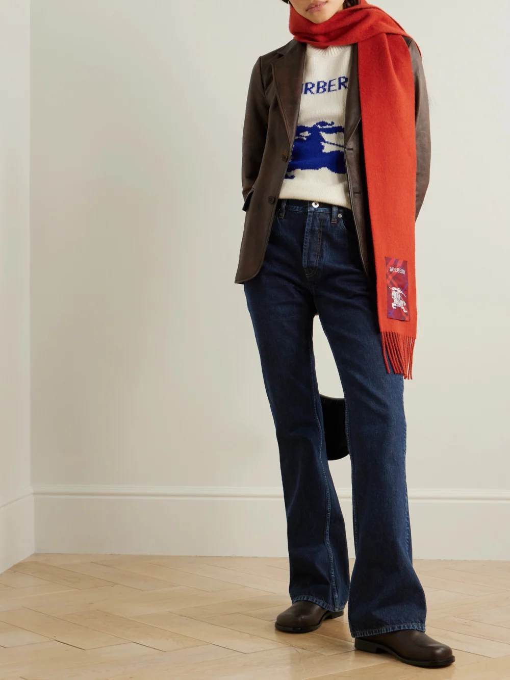 Burberry High-rise Flared Jeans, worn by a model