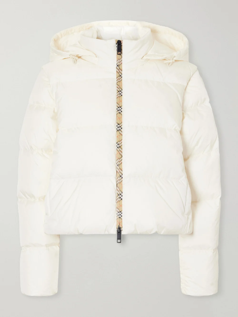 Burberry Ireland Hybrid Check-trimmed Shell Down Jacket in white