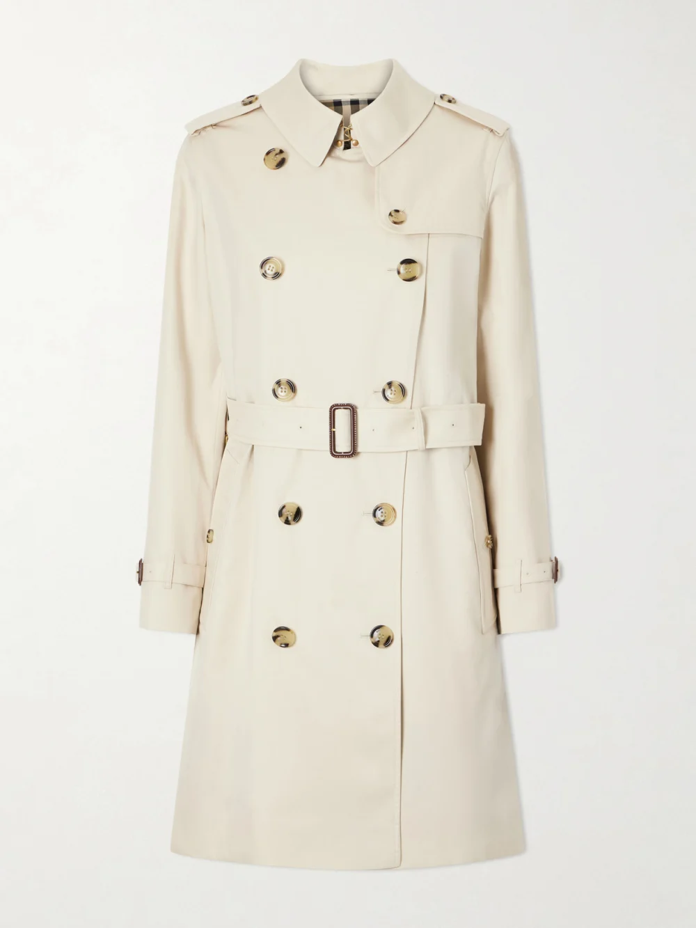 Burberry Kensington Double-breasted Belted Cotton-gabardine Trench Coat in beige