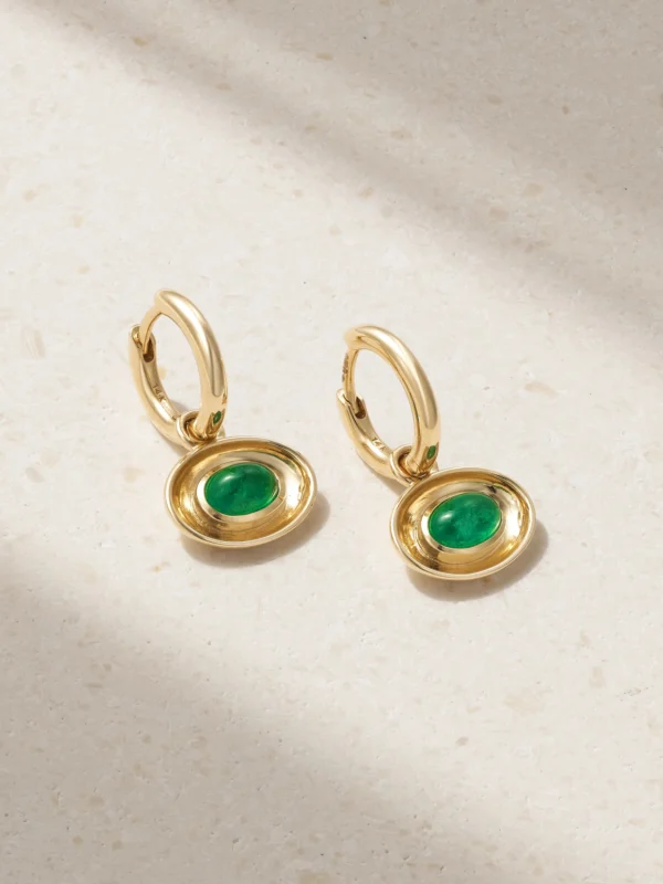 By Pariah Aurelia 14-karat Gold Emerald Hoop Earrings