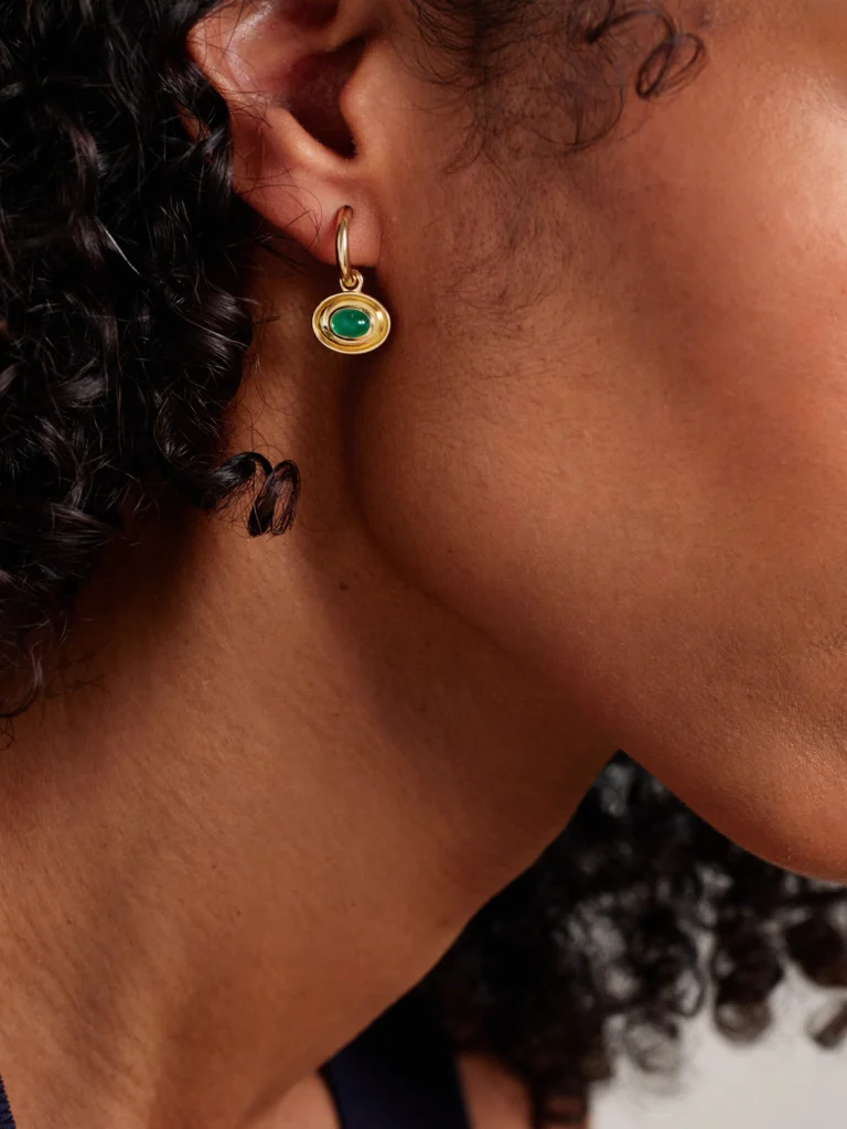 By Pariah Aurelia 14-karat Gold Emerald Hoop Earrings
