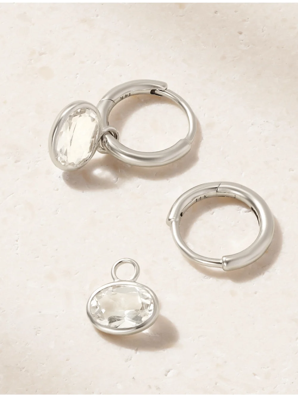 Back view of the By Pariah Orbit 14-karat Recycled White Gold Topaz Earrings