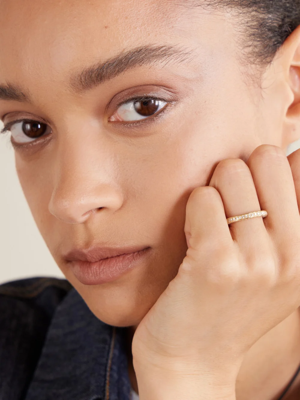 By Pariah Triple 14-karat Recycled Gold Diamond Ring, styled view