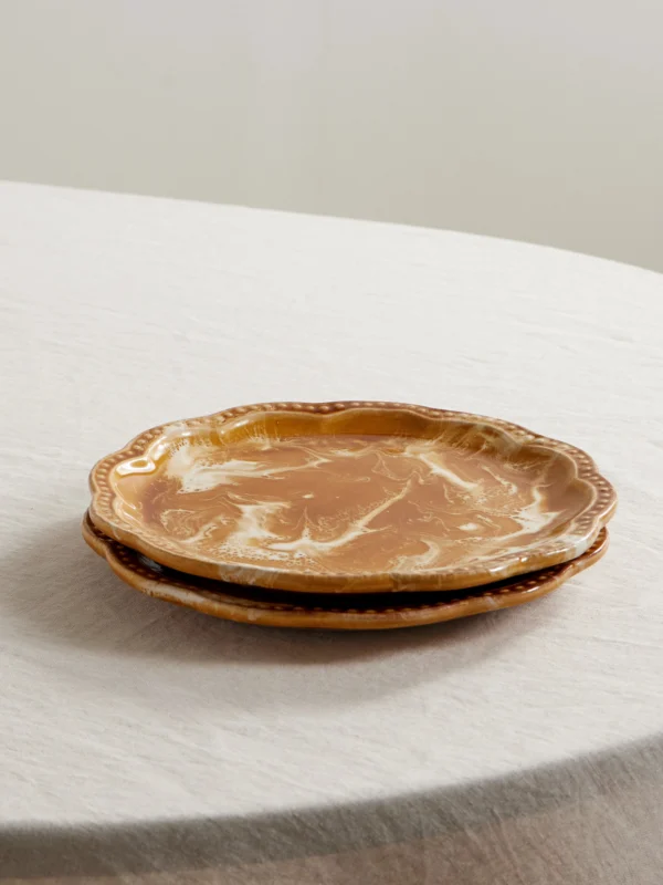 Cabana Set of Two Scalloped Ceramic Dessert Plates