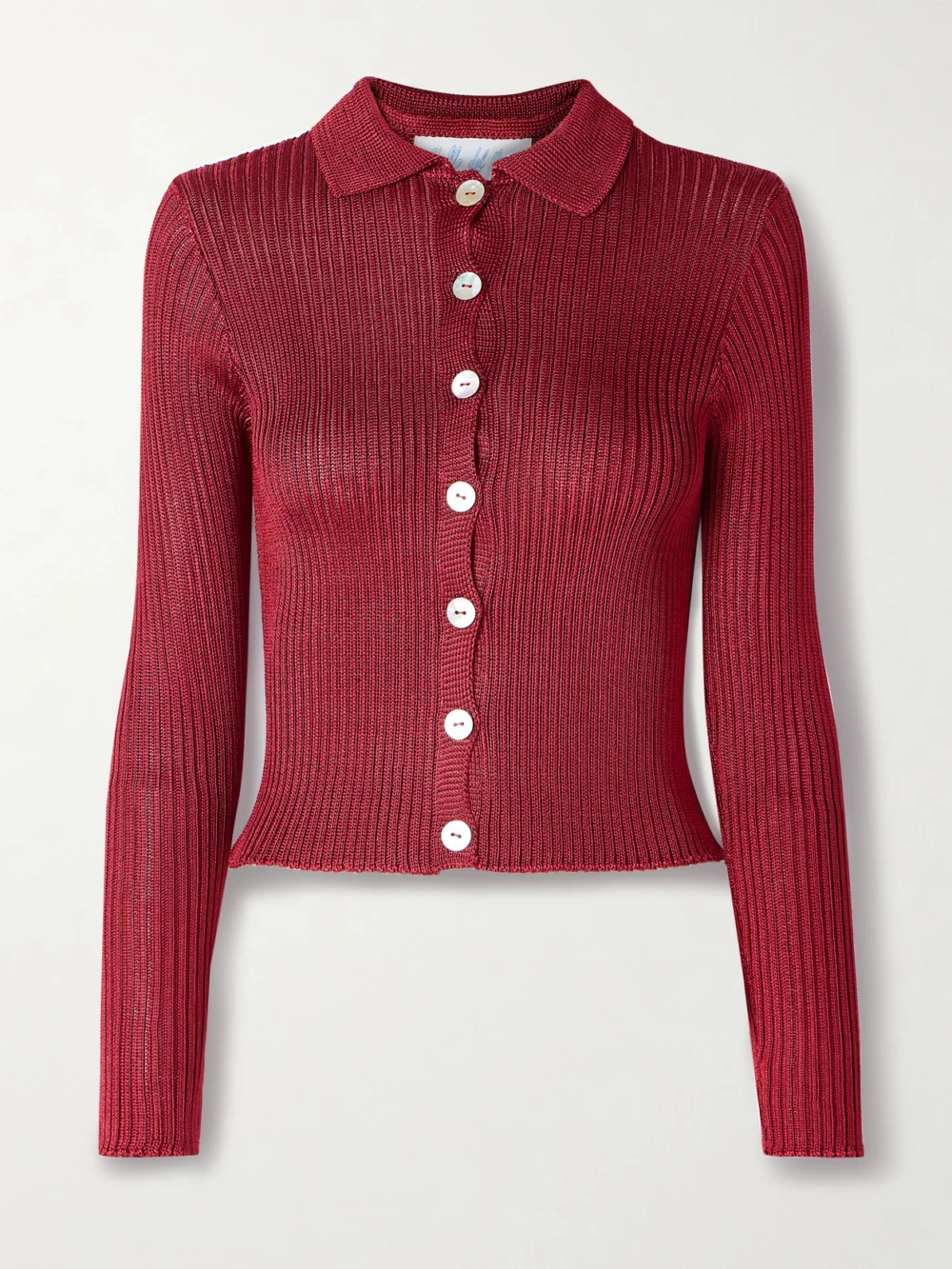 Calle Del Mar Cropped Ribbed-knit Cardigan in burgundy