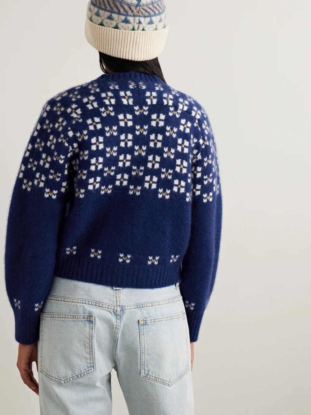 Back view of the Calle Del Mar Fair Isle Cashmere Cardigan