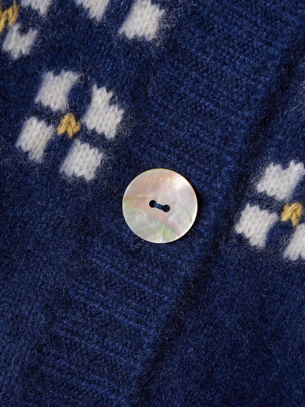 Close-up detail of the Calle Del Mar Fair Isle Cashmere Cardigan