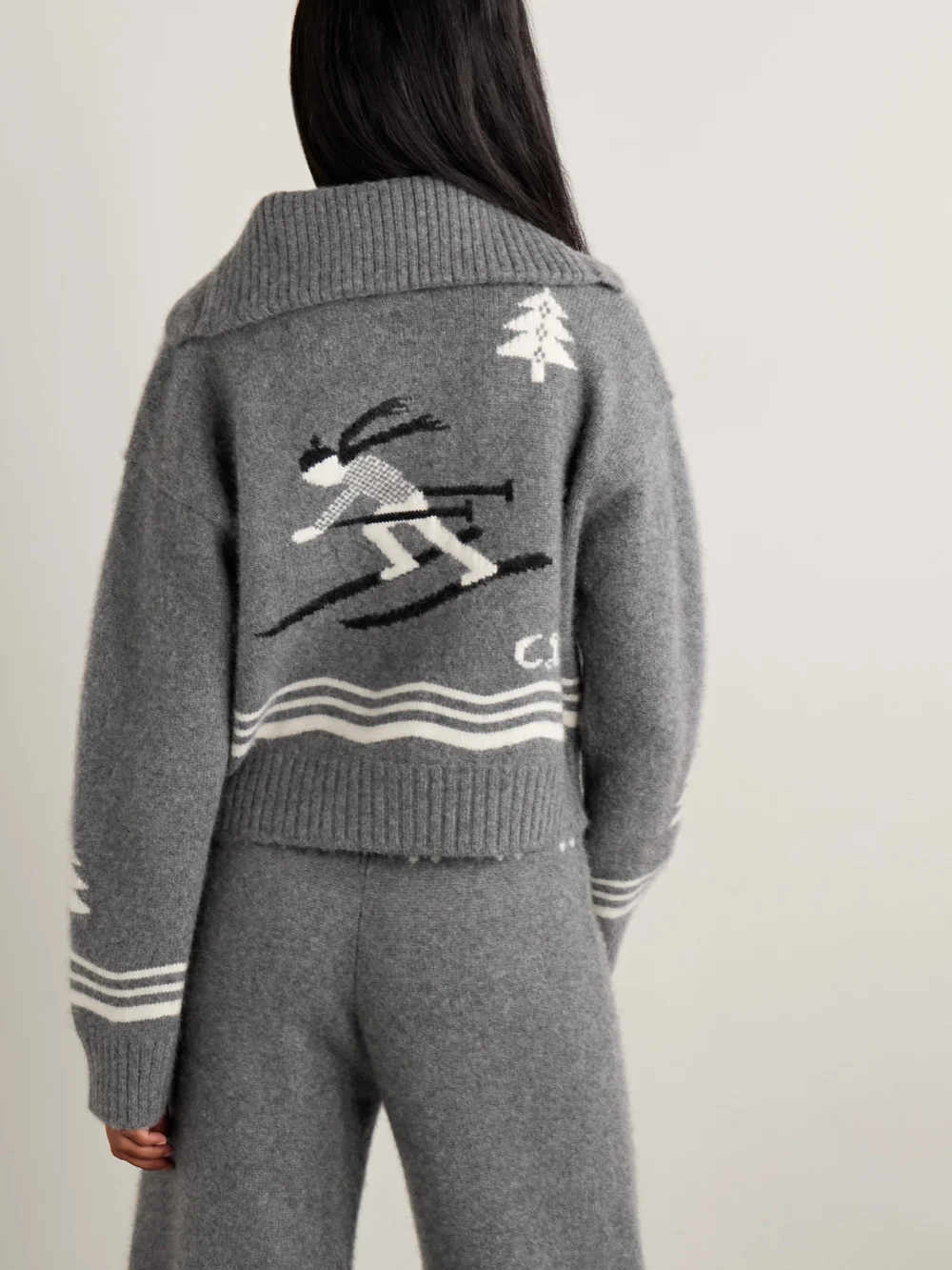 Back view of the Calle Del Mar Intarsia-knit Cashmere Cardigan
