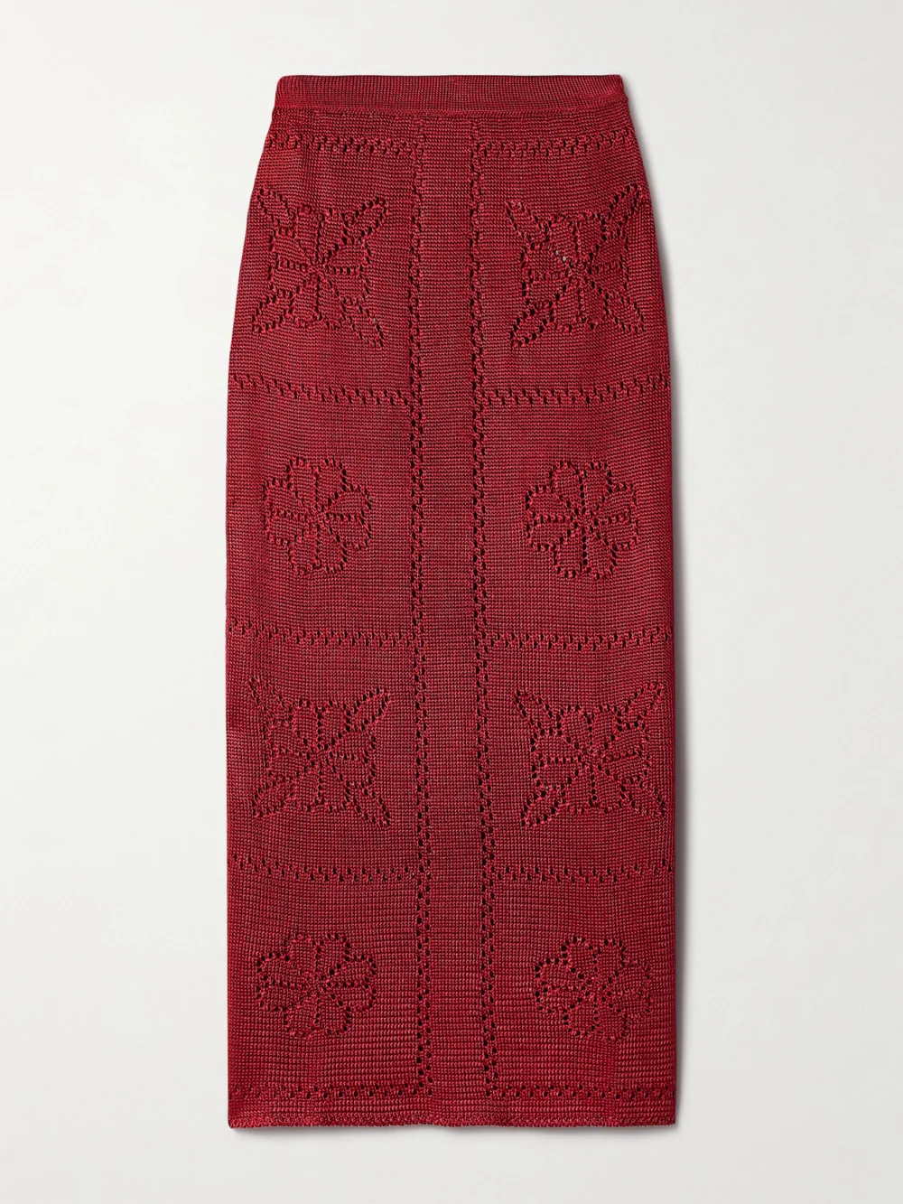 Calle Del Mar Pointelle-knit Midi Skirt in burgundy