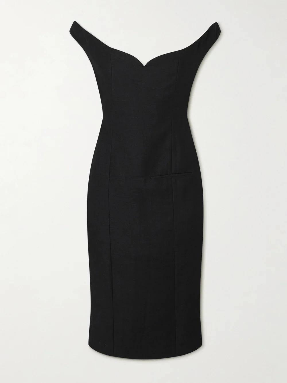 Calvin Klein Collection Anita Off-the-shoulder Wool-blend Dress in black