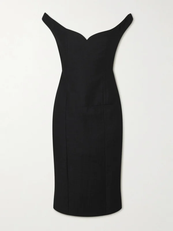 Calvin Klein Collection Anita Off-the-shoulder Wool-blend Dress