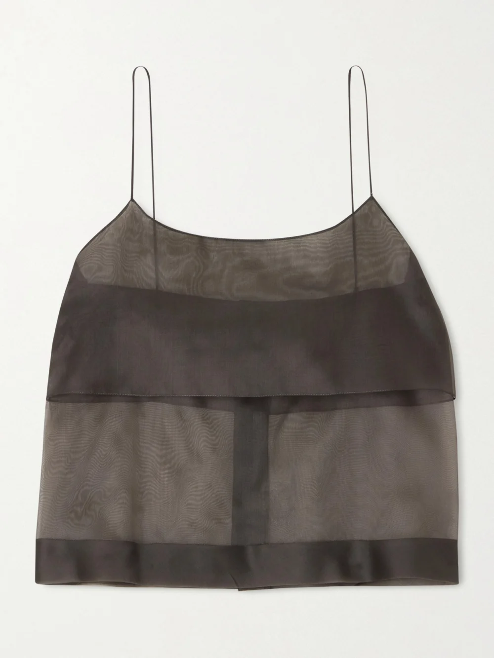 Calvin Klein Collection Carmen Layered Silk-organza Top in brown