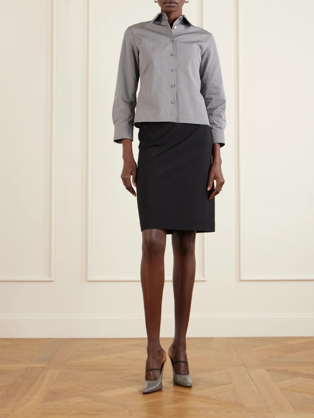 Calvin Klein Collection Luna Satin Skirt, worn by a model