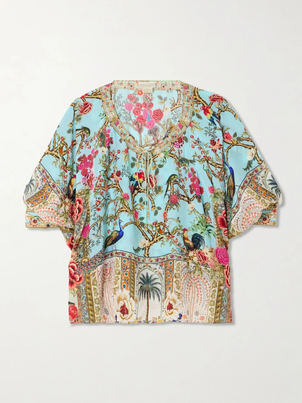 Camilla Sultans and Queens Tie-detailed Embellished Printed Silk-crepe Blouse in multi