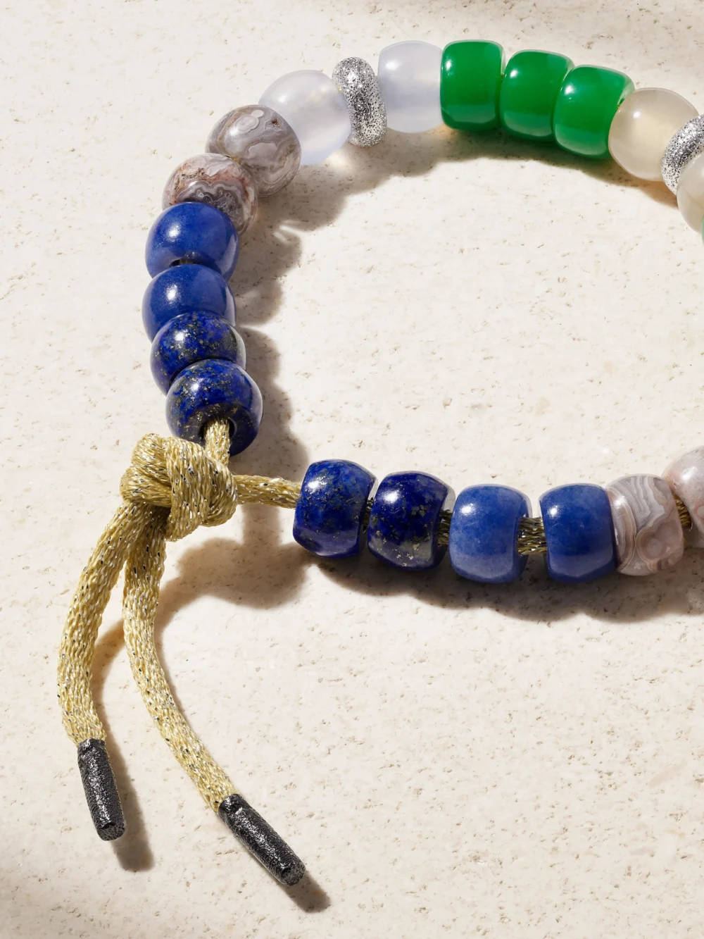 Back view of the Carolina Bucci Forte Beads Montauk Sterling Silver, Multi-stone and Lurex Bracelet