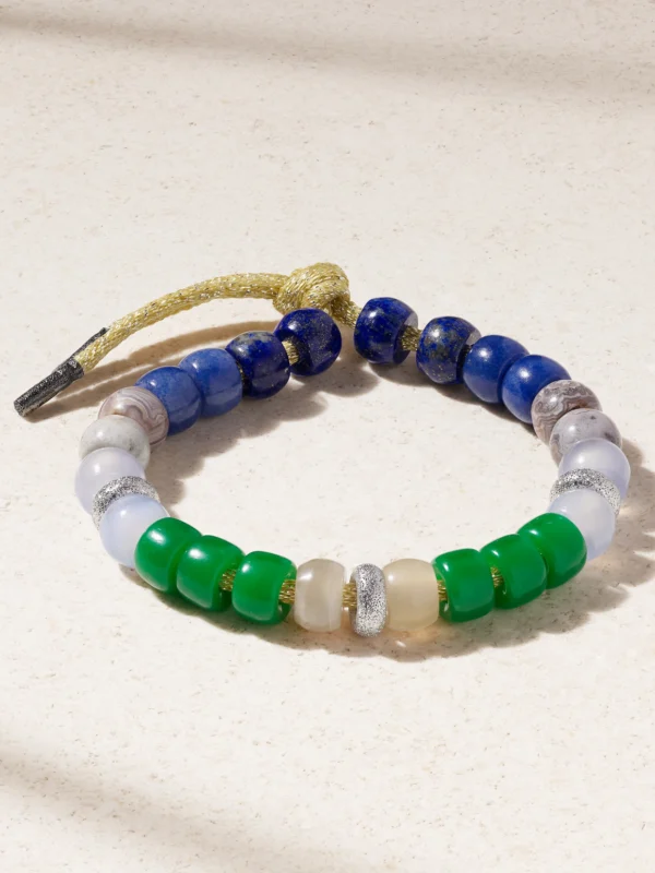 Carolina Bucci Forte Beads Montauk Sterling Silver, Multi-stone and Lurex Bracelet