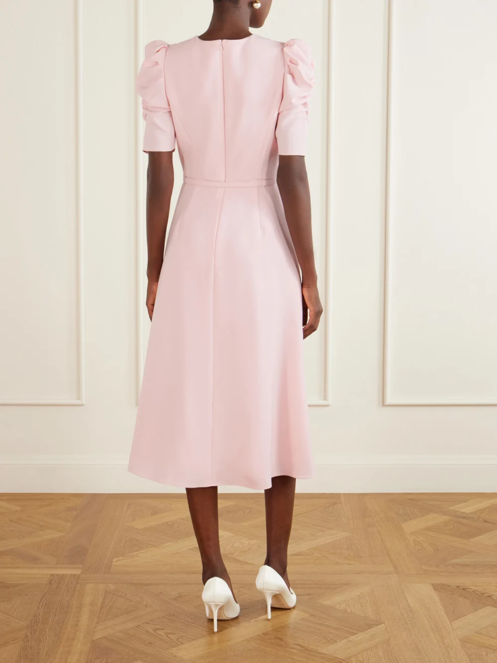 Back view of the Carolina Herrera Belted Crepe Midi Dress
