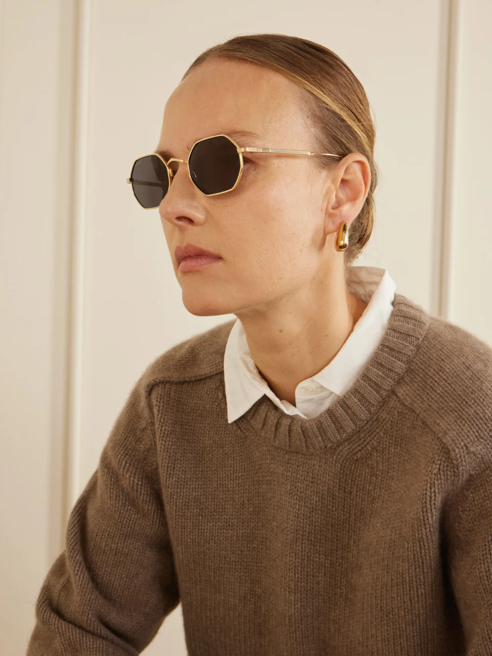 Back view of the Cartier Eyewear Octagon-frame Gold-tone Sunglasses