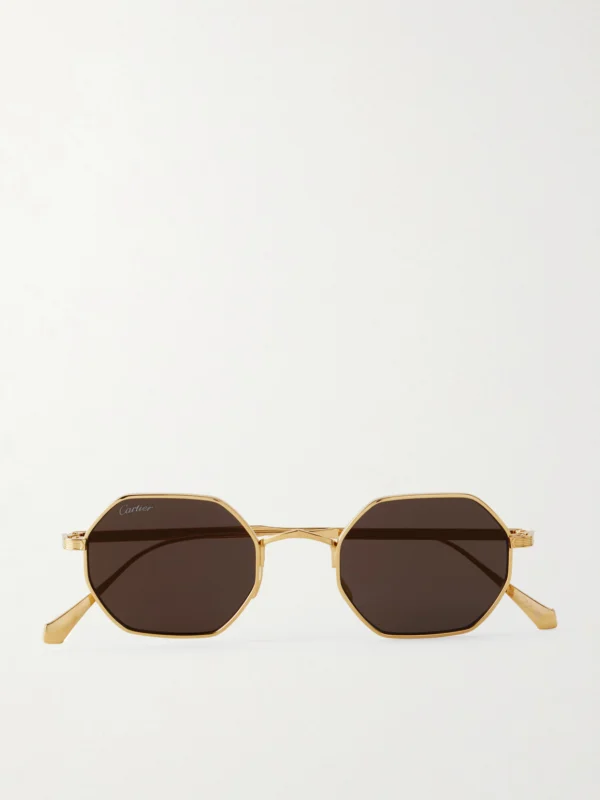 Cartier Eyewear Octagon-frame Gold-tone Sunglasses