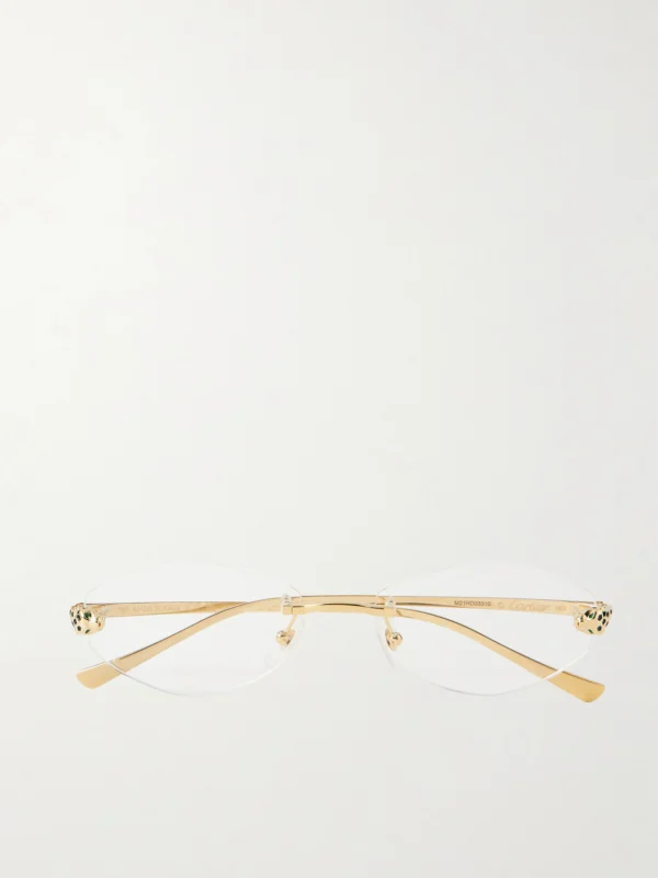 Cartier Eyewear Panthère De Cartier Hexagon-frame Gold-tone Optical Glasses