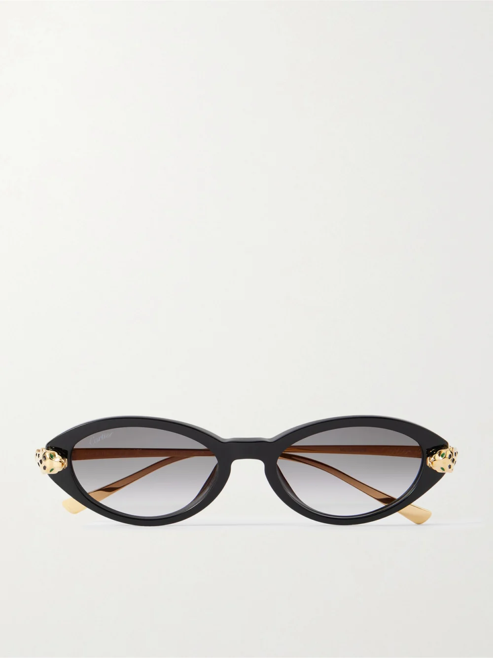 Cartier Eyewear Panthère De Cartier Oval-frame Acetate and Gold-tone Sunglasses in black