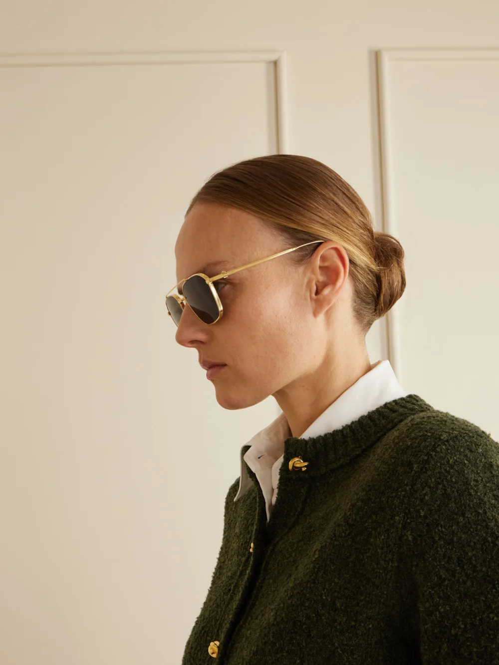 Back view of the Cartier Eyewear Pasha Gold-tone Aviator-style Sunglasses
