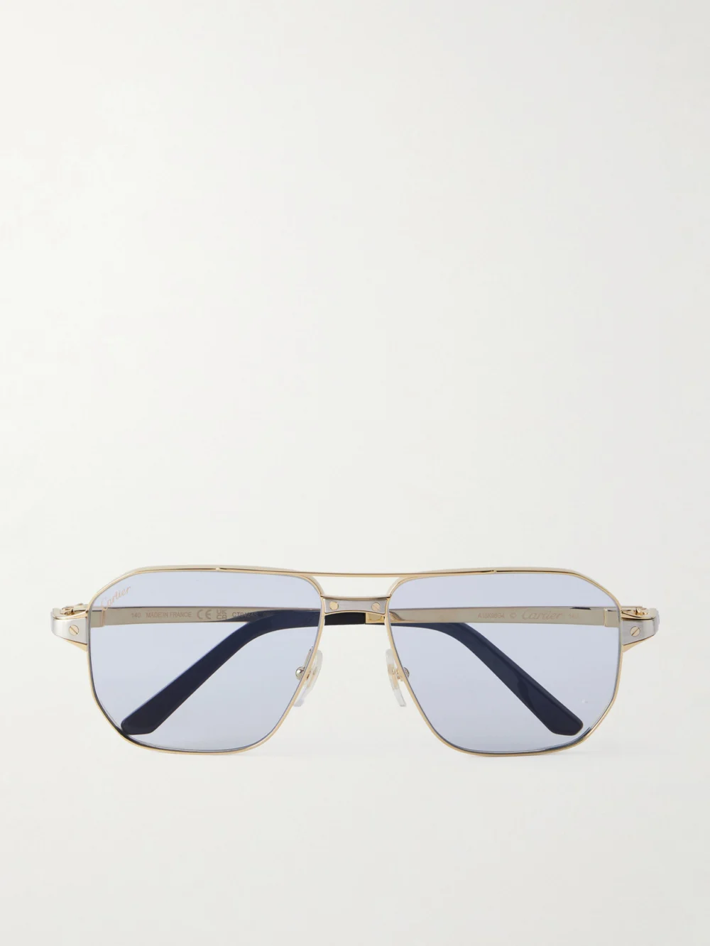 Cartier Eyewear Santos De Cartier Gold- and Silver-tone Aviator-style Sunglasses