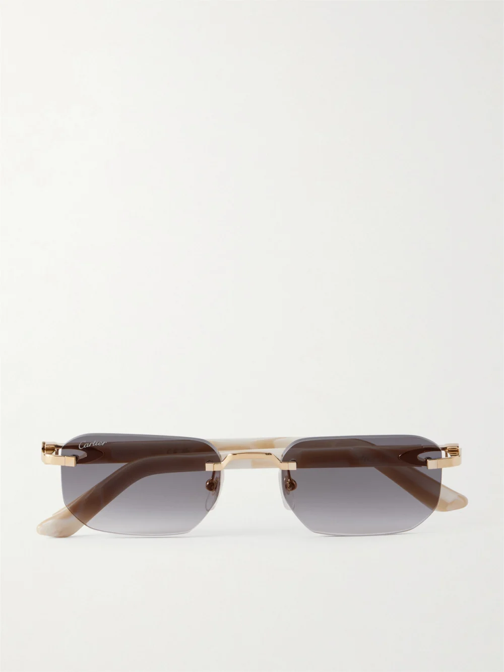 Cartier Eyewear Signature C Rimless Rectangular-frame Gold-tone and Acetate Sunglasses