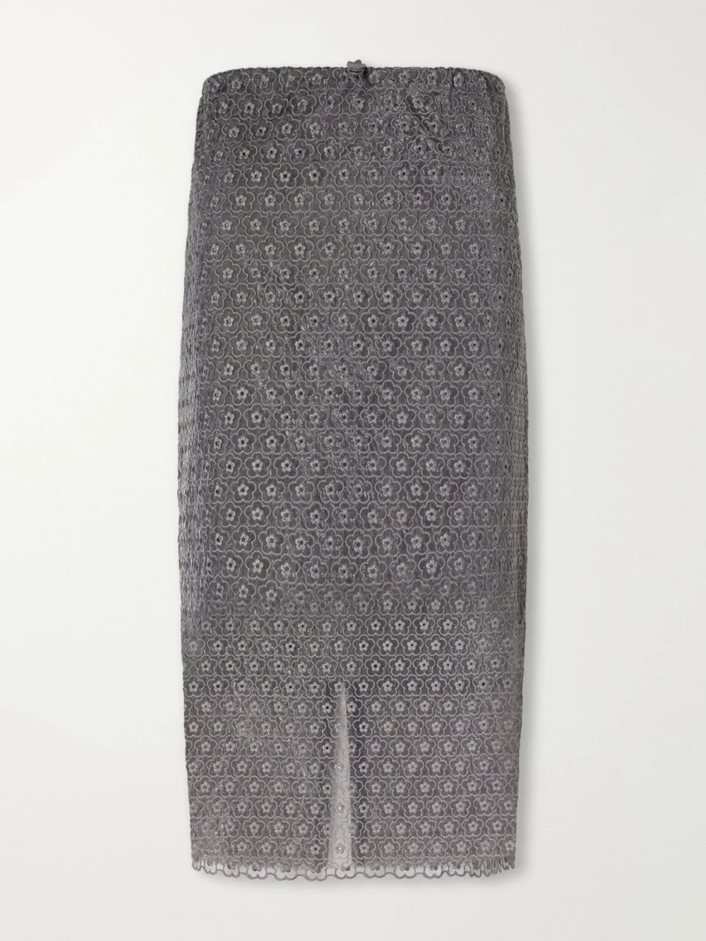 Cecilie Bahnsen Bria Scalloped Cotton-blend Floral-lace Midi Skirt in gray