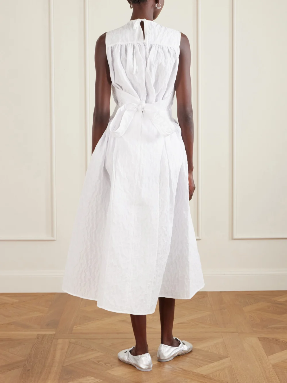 Back view of the Cecilie Bahnsen Fabiola Cotton-blend Cloqué Midi Skirt