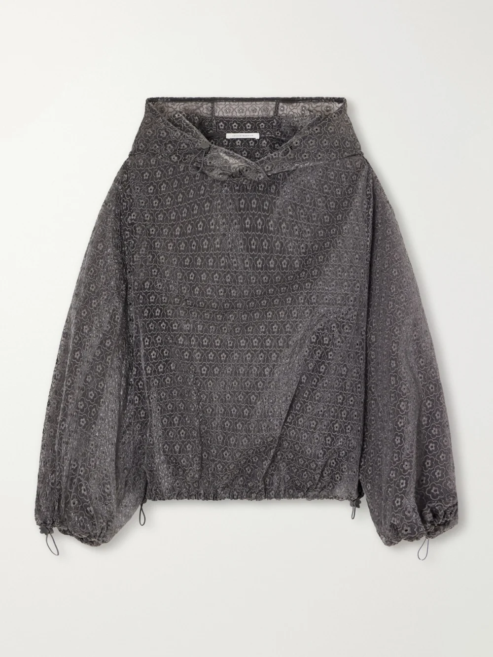 Cecilie Bahnsen Shila Hooded Drawstring Cotton-blend Floral-lace Jacket in gray