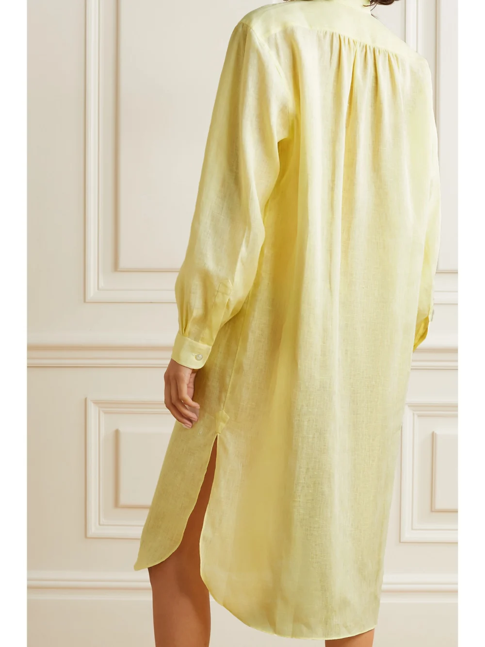 Back view of the Charvet Elysee Oversized Linen Nightdress