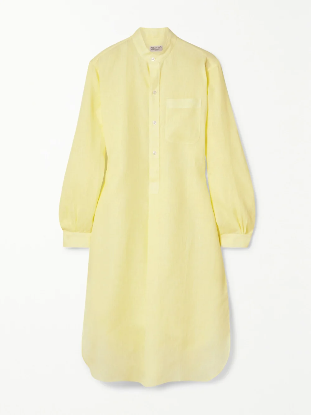 Charvet Elysee Oversized Linen Nightdress in pastel yellow