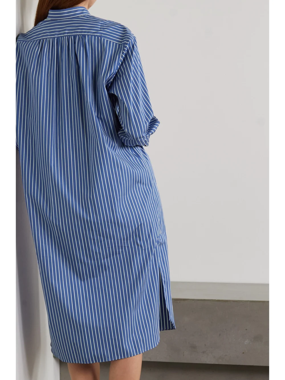 Back view of the Charvet Elysee Oversized Striped Cotton-poplin Nightdress
