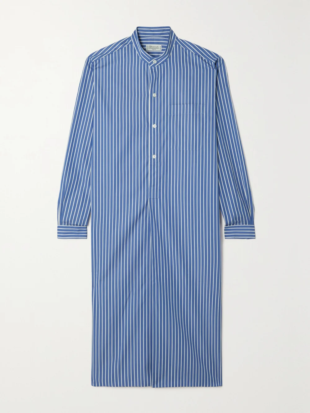 Charvet Elysee Oversized Striped Cotton-poplin Nightdress in blue