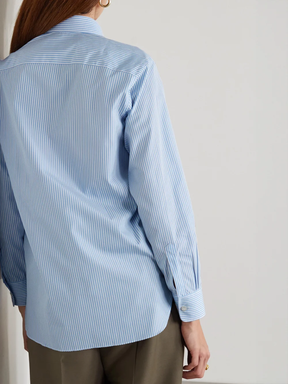 Back view of the Charvet Striped Cotton-poplin Shirt
